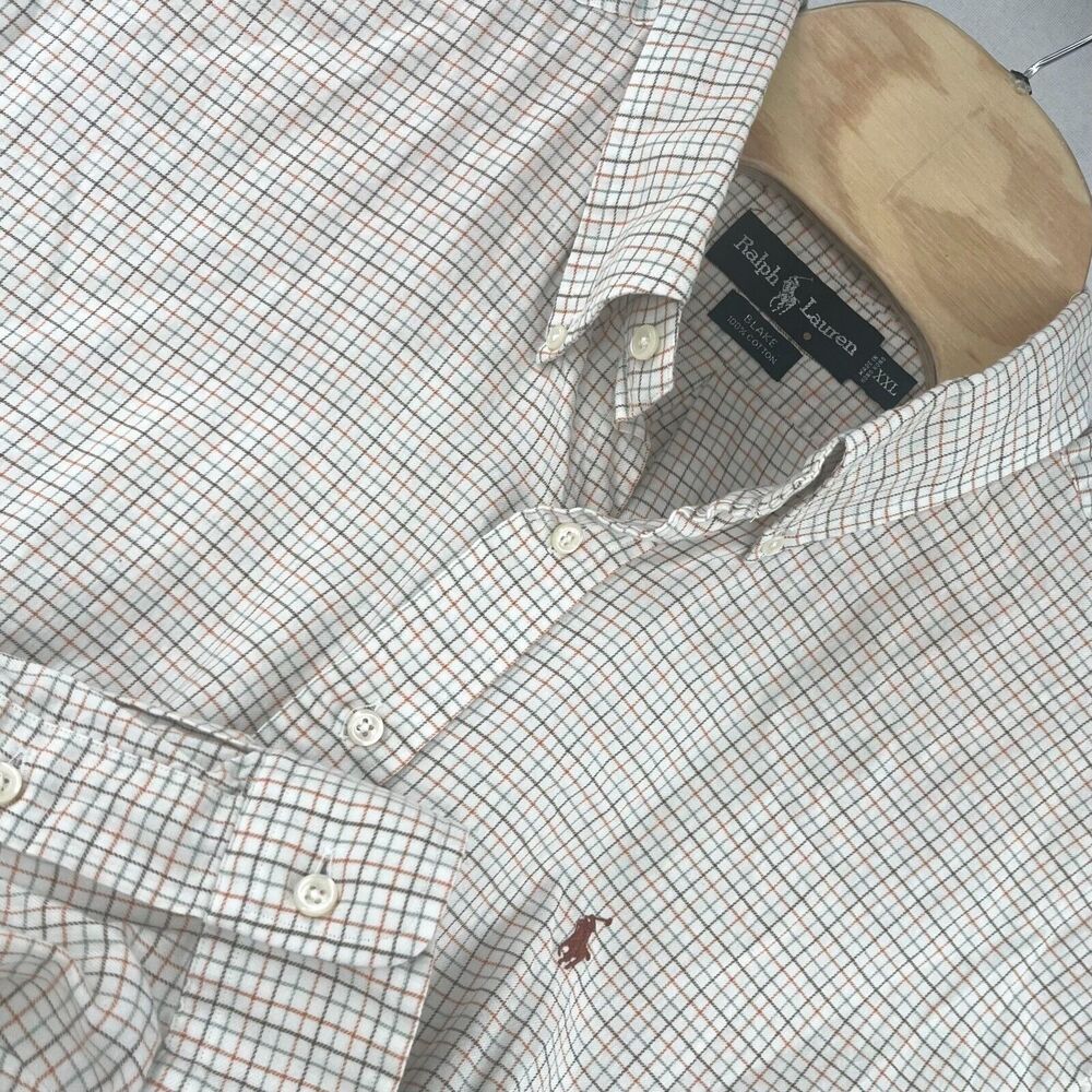 Polo Ralph Lauren Mens 2XL Regular Fit Blake Button Down Oxford Plaid 70s Look